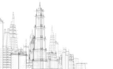 soyut mimari duvar kağıdı gökdelen tasarımı, dijital konsept arkaplan