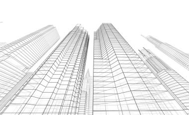 soyut mimari duvar kağıdı gökdelen tasarımı, dijital konsept arkaplan