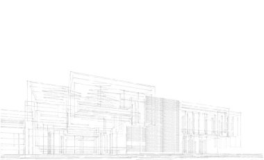 Binanın mimari 3d çizim çizim ev