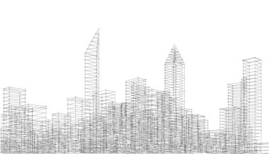 soyut mimari duvar kağıdı gökdelen tasarımı, dijital konsept arkaplan