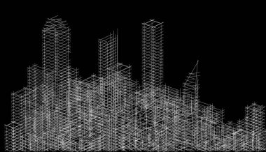 soyut mimari duvar kağıdı gökdelen tasarımı, dijital konsept arkaplan