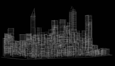 soyut mimari duvar kağıdı gökdelen tasarımı, dijital konsept arkaplan