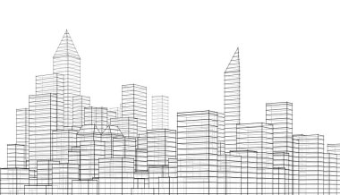 soyut mimari duvar kağıdı gökdelen tasarımı, dijital konsept arkaplan