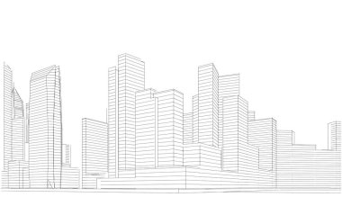 soyut mimari duvar kağıdı gökdelen tasarımı, dijital konsept arkaplan