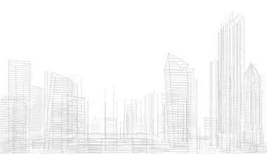 soyut mimari duvar kağıdı gökdelen tasarımı, dijital konsept arkaplan