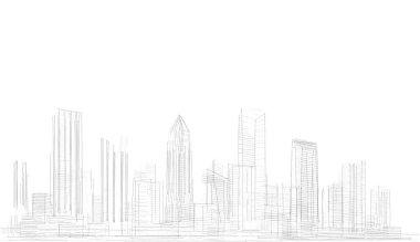 soyut mimari duvar kağıdı gökdelen tasarımı, dijital konsept arkaplan