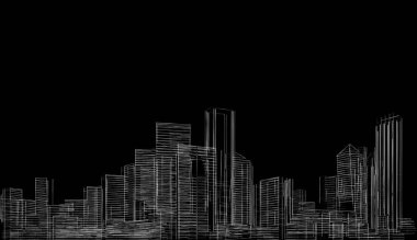 soyut mimari duvar kağıdı gökdelen tasarımı, dijital konsept arkaplan