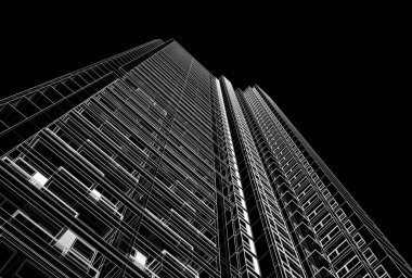 soyut mimari duvar kağıdı gökdelen tasarımı, dijital konsept arkaplan