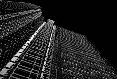 soyut mimari duvar kağıdı gökdelen tasarımı, dijital konsept arkaplan