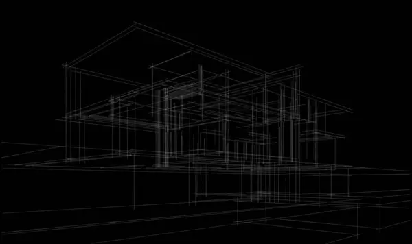 Edificio Casa Dibujo Arquitectónico Ilustración —  Fotos de Stock