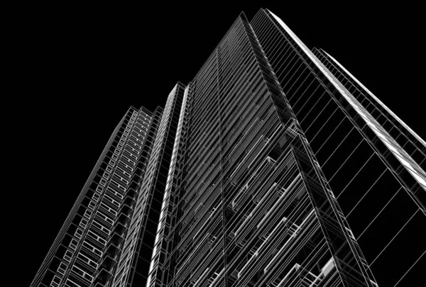 Elvont Építészeti Tapéta Felhőkarcoló Épület Tervezés Digitális Koncepció Háttér — Stock Fotó