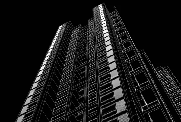 Astratto Disegno Edificio Grattacielo Carta Parati Architettonica Sfondo Concetto Digitale — Foto Stock