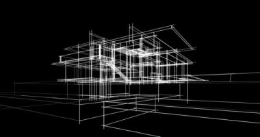 House building architectural drawing 3d animation