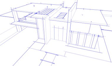 Binanın mimari 3d çizim çizim ev