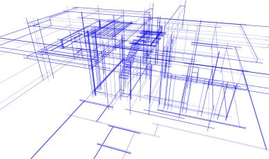 Binanın mimari 3d çizim çizim ev