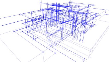 Binanın mimari 3d çizim çizim ev