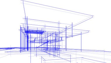 Binanın mimari 3d çizim çizim ev