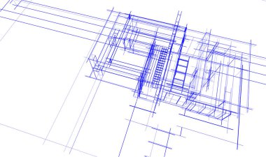 Binanın mimari 3d çizim çizim ev