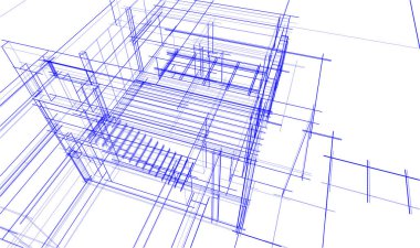 Binanın mimari 3d çizim çizim ev