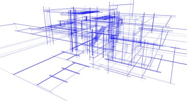 Binanın mimari 3d çizim çizim ev