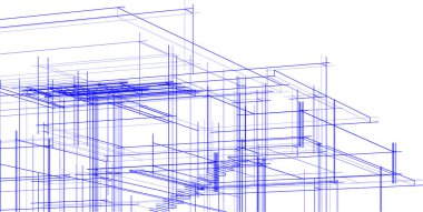 Binanın mimari 3d çizim çizim ev