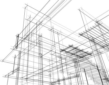 Binanın mimari 3d çizim çizim ev