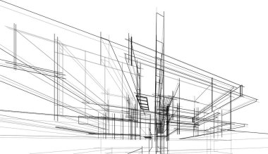 Binanın mimari 3d çizim çizim ev