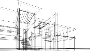 Binanın mimari 3d çizim çizim ev