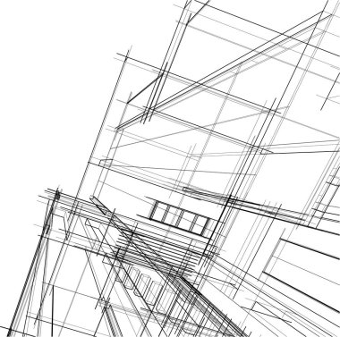 Binanın mimari 3d çizim çizim ev