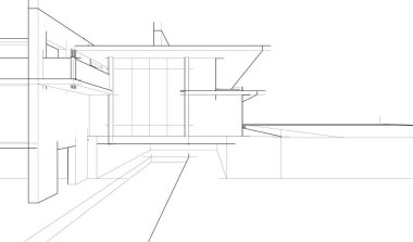 Binanın mimari 3d çizim çizim ev