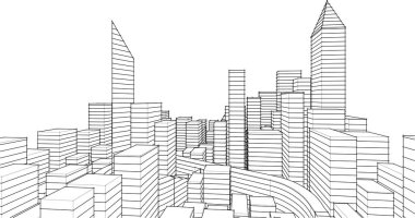 soyut mimari duvar kağıdı gökdelen tasarımı, dijital konsept arkaplan