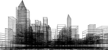 soyut mimari duvar kağıdı gökdelen tasarımı, dijital konsept arkaplan