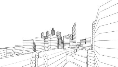 soyut mimari duvar kağıdı gökdelen tasarımı, dijital konsept arkaplan