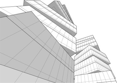 soyut mimari duvar kağıdı gökdelen tasarımı, dijital konsept arkaplan