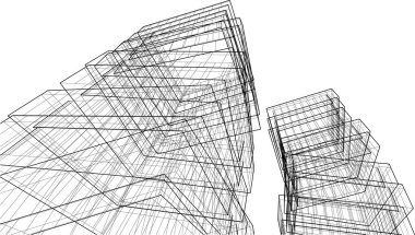 soyut mimari duvar kağıdı gökdelen tasarımı, dijital konsept arkaplan