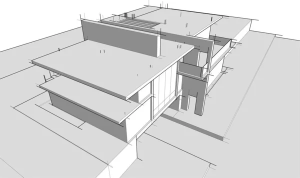 Cladire Casa Desen Arhitectural Ilustrație — Vector de stoc