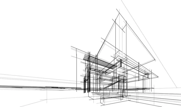 Hus Bygning Arkitektonisk Tegning Illustration – Stock-vektor