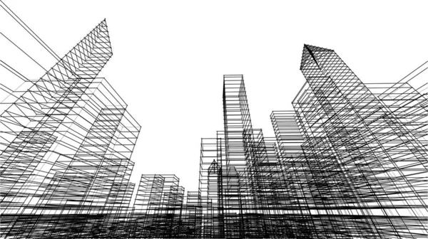 Abstraktní Architektonické Tapety Mrakodrap Design Budovy Digitální Koncept Pozadí — Stockový vektor