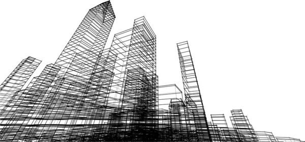 Diseño Abstracto Del Edificio Rascacielos Papel Pintado Arquitectónico Fondo Concepto — Vector de stock