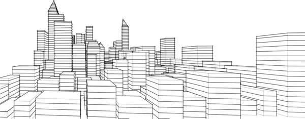 Elvont Építészeti Tapéta Felhőkarcoló Épület Tervezés Digitális Koncepció Háttér — Stock Vector