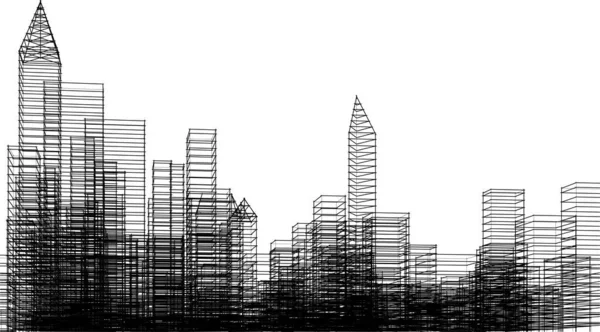 Astratto Disegno Edificio Grattacielo Carta Parati Architettonica Sfondo Concetto Digitale — Vettoriale Stock