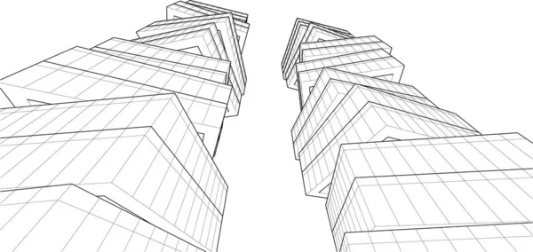 Abstract Architectonisch Behang Wolkenkrabber Gebouw Ontwerp Digitaal Concept Achtergrond — Stockvector