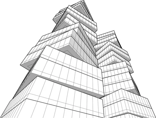 Abstract Architectural Wallpaper Skyscraper Building Design Digital Concept Background — Stock Vector