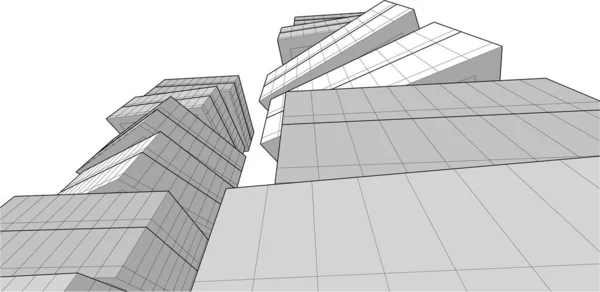 Абстрактный Архитектурный Дизайн Обоев Небоскреба Цифровой Концептуальный Фон — стоковый вектор