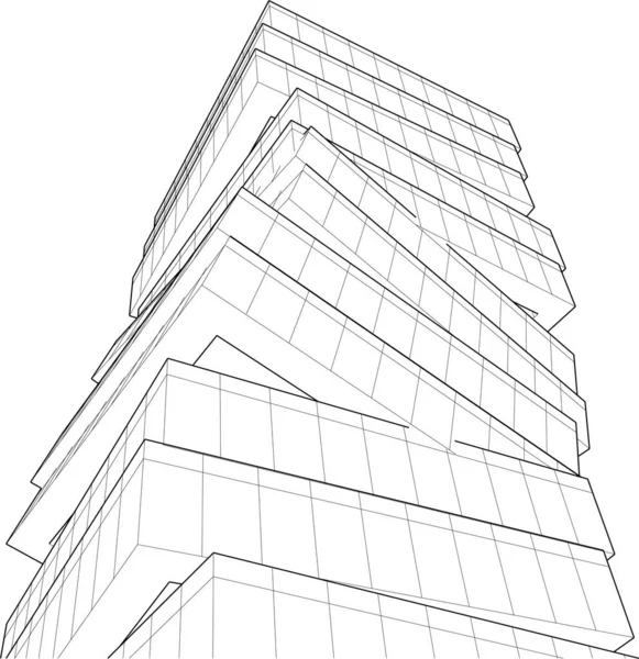 Abstrakcyjna Tapeta Architektoniczna Drapacz Chmur Projekt Budynku Cyfrowe Tło Koncepcyjne — Wektor stockowy