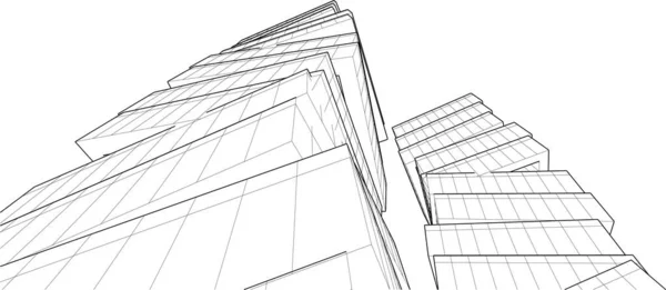 Astratto Disegno Edificio Grattacielo Carta Parati Architettonica Sfondo Concetto Digitale — Vettoriale Stock