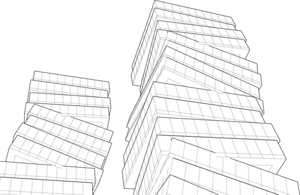 Αφηρημένη Αρχιτεκτονική Ταπετσαρία Ουρανοξύστης Σχεδιασμός Κτιρίου Ψηφιακή Έννοια Φόντο — Διανυσματικό Αρχείο