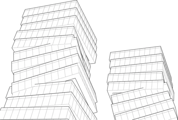 Абстрактный Архитектурный Дизайн Обоев Небоскреба Цифровой Концептуальный Фон — стоковый вектор