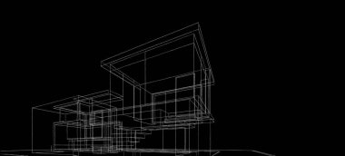 Binanın mimari 3d çizim çizim ev