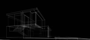 Binanın mimari 3d çizim çizim ev